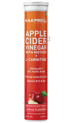 Nakpro Nutrition Apple Cider Vinegar with Mother+L-Carnitine Effervescent  Tablet Apple: Buy bottle of 15.0 Effervescent Tablet at best price in India  | 1mg