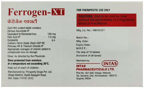 Ferrogen-XT Tablet For Folic acid Deficiency image