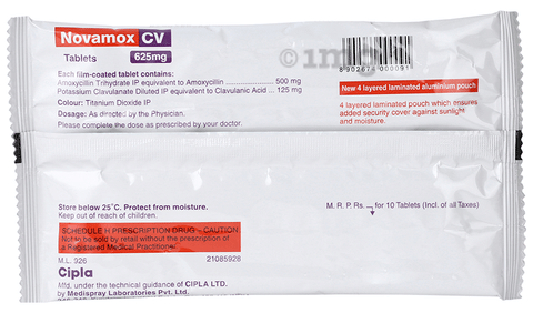 Novamox CV 625mg Tablet image
