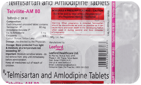 Telvilite AM 80mg/5mg Tablet image Telvilite AM 80mg/5mg Tablet image