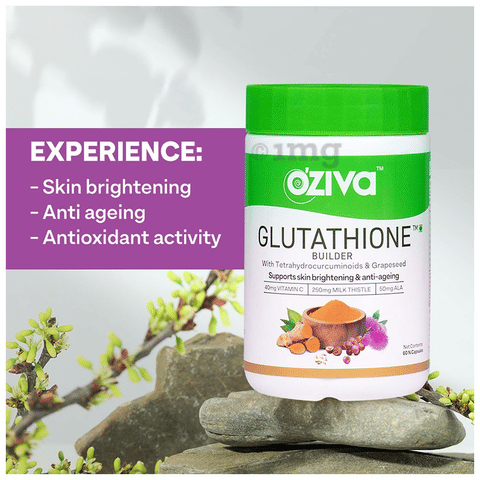Oziva Glutathione Builder with Vitamin C & Milk Thistle | Capsule for Skin Health (60 Each) Oziva Glutathione Builder with Vitamin C & Milk Thistle | Capsule for Skin Health (60 Each)
