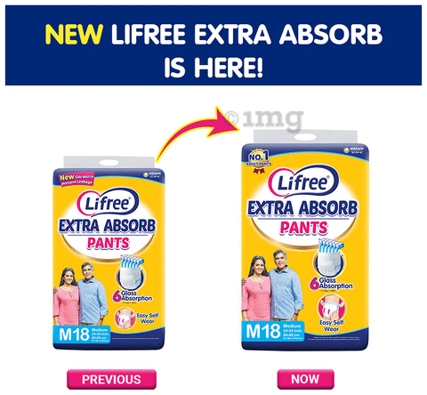 LIFREE EXTRA ABSORB ADULT PANT TYPE DIAPERS SIZE MEDIUM 18 PCS PACK Adult  Diapers  M  Buy 18 LIFREE Adult Diapers  Flipkartcom