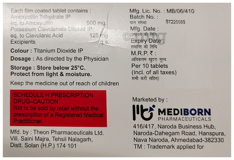 Clavbon 625 Tablet image