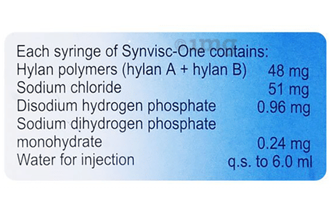 Synvisc Hylan GF 20mg Injection: View Uses, Side Effects, Price and  Substitutes | 1mg