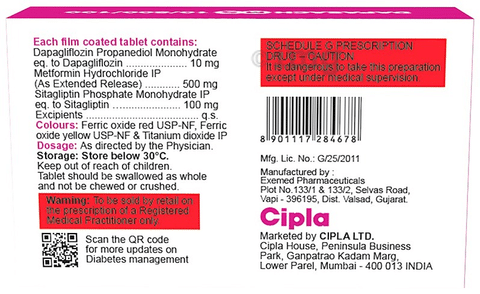 DapaSach MS 10/500/100 Tablet ER