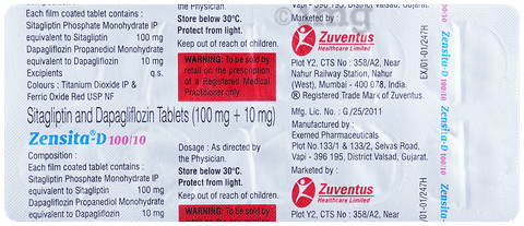 Zensita-D 100/10 Tablet image Zensita-D 100/10 Tablet image