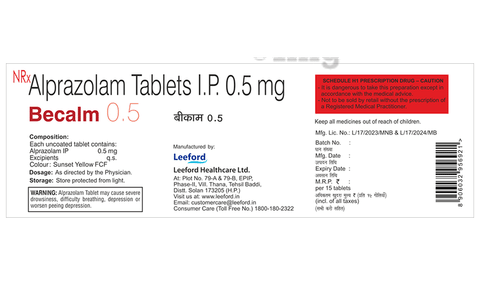 Becalm 0.5mg Tablet image