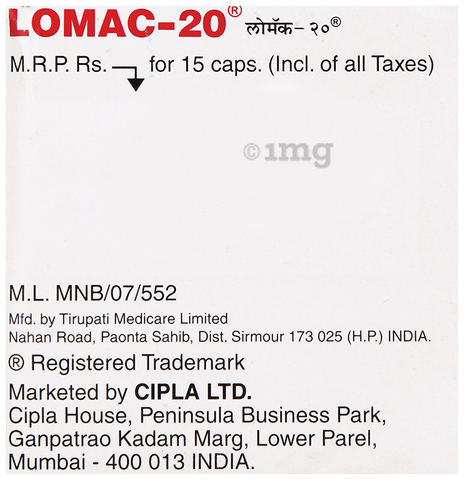 Lomac 20mg Capsule image