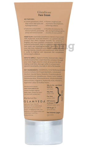 Glamveda Glutathione Brightening Face Cream All Skin Type: Buy tube of 50.0 gm Cream at best price in India