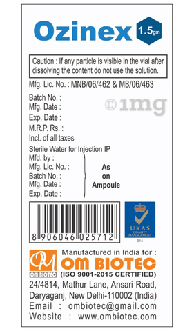 Ozinex 1.5gm Injection image