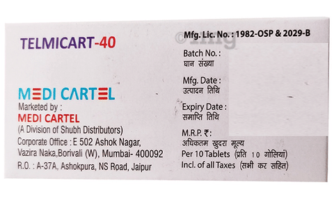 Telmicart 40 Tablet image Telmicart 40 Tablet image