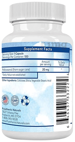 Purethentic Naturals Policosanol 20mg Vegicap
