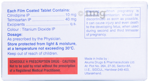 Cilniblu T 10mg/40mg Tablet