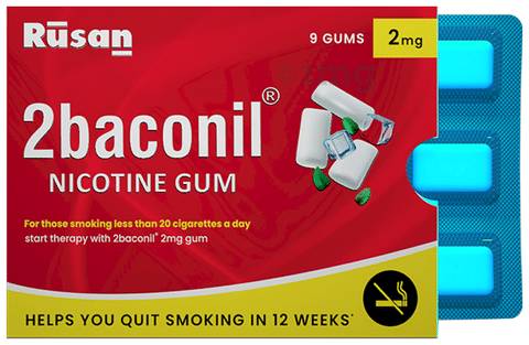 2baconil Nicotine Sugar Free Gums 2mg | Helps to Quit Smoking & Chewing  Tobacco/Gutkha | Icy Mint: Buy box of 9.0 chewing gums at 𝗯𝗲𝘀𝘁  𝗽𝗿𝗶𝗰𝗲 in India