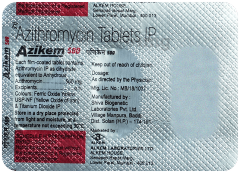 Azikem 500mg Tablet image