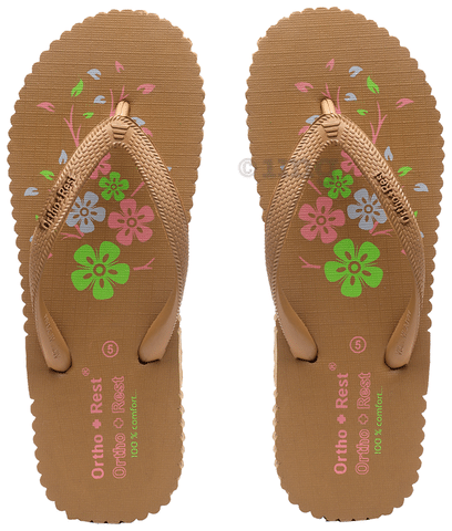 Ortho + Rest Women's Cool Extra Soft and Comfortable Orthopedic Flip Flops  for Home Daily Use Tan 9: Buy box of 1.0 Pair of Slippers at best price in  India