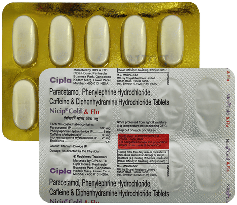 एनआईसीआईपी शीत & फ्लू टैबलेट image