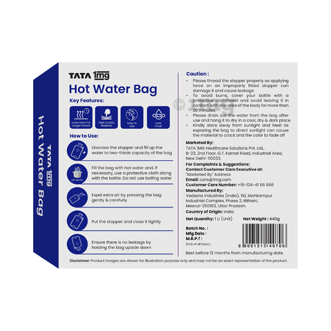 Tata 1mg Hot Water Bag  Hot Water Bottle for Pain Relief and