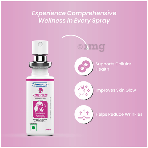 Vemtonix Glutathione with Vitamin C Sublingual Oral Spray Orange & Mint: Buy bottle of 20.0 ml Spray at best price in India