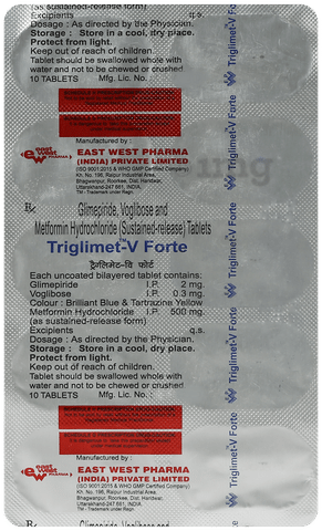 Triglimet V Forte 2mg/500mg/0.3mg Tablet SR