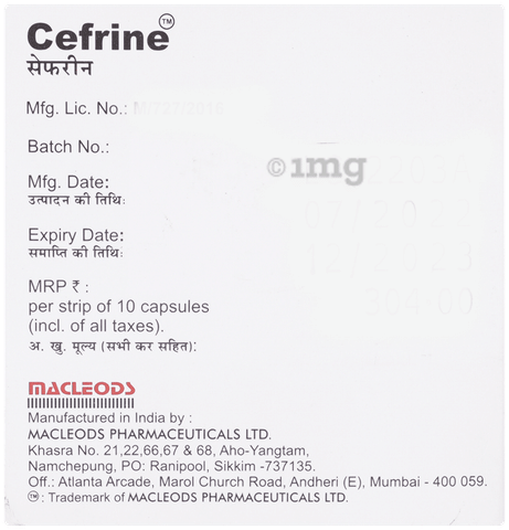 Cefrine 300mg Capsule image