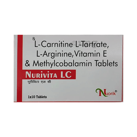 l carnitine l arginine vitamin e and methylcobalamin Buy Nurivita LC Tablet Online: View Uses, Side Effects, Price, Substitutes