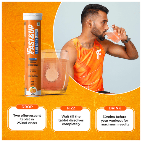 Fast&Up Lean Body with L-Carnitine 2000mg Effervescent Tablets (20 Each)  Orange: Buy combo pack of 2.0 bottles at best price in India | 1mg
