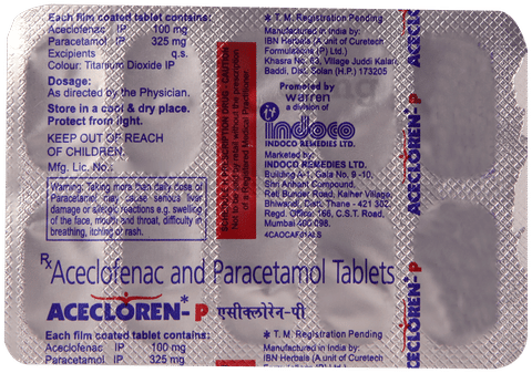 Acecloren P Tablet 100mg/325mg image Acecloren P Tablet 100mg/325mg image
