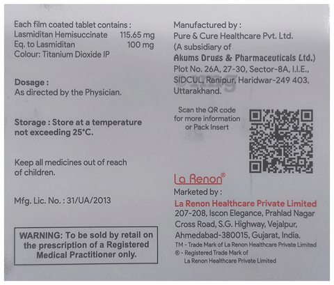 Lasmidiren 100mg Tablet image Lasmidiren 100mg Tablet image
