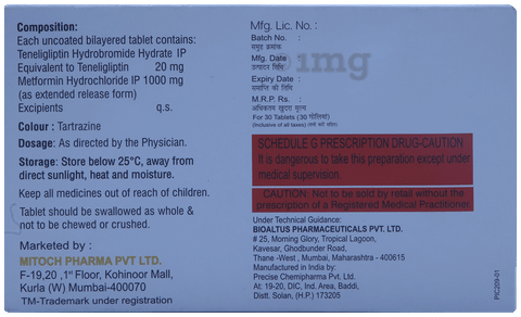 Tenamit M 1000mg/20mg Tablet image