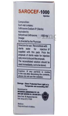 Sarocef 1000 Injection image Sarocef 1000 Injection image