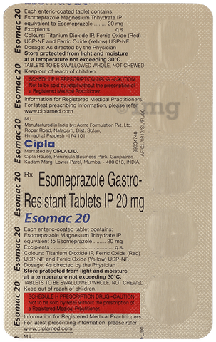 Esomac 20 Tablet image