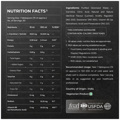 Nutrabay L-Carnitine +Vitamin B5 for Fat Loss & Faster Recovery | Flavour Liquid Lychee Crush: Buy bottle of 450.0 ml Liquid at in India | 1mg Nutrabay L-Carnitine +Vitamin B5 for Fat Loss & Faster Recovery | Flavour Liquid Lychee Crush: Buy bottle of 450.0 ml Liquid at in India | 1mg