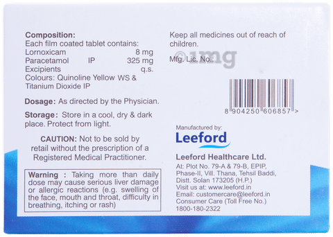 Lexicam 8mg/325mg Tablet
