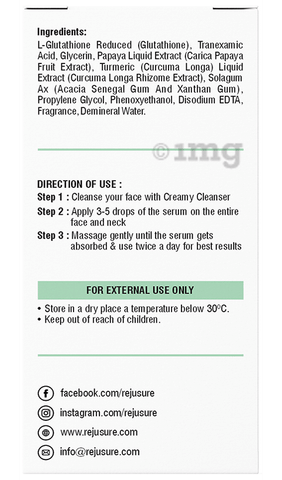 glutathione external use : Pigment International Rejusure 2% Glutathione Facial Serum: