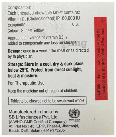 Amnoshine-D3 60K Chewable Tablet Orange Sugar Free