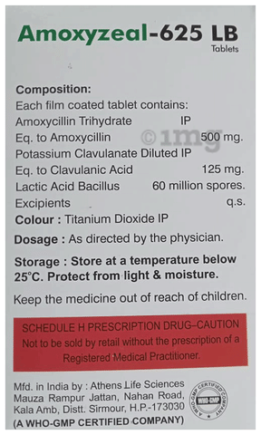 Amoxyzeal 625 LB Tablet image Amoxyzeal 625 LB Tablet image