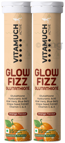 Vitamuch Active Glow Fizz Glutathione Effervescent Tablet (15 Each) Orange:  Buy combo pack of 2.0 bottles at best price in India | 1mg