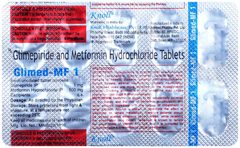 Glimed MF 1mg/500mg Tablet image Glimed MF 1mg/500mg Tablet image