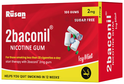 sugar free chewing tobacco 2baconil Nicotine Sugar Free Gums 2mg | Helps to Quit Smoking & Chewing  Tobacco/Gutkha | Icy Mint: Buy box of 100.0 chewing gums at best price in  India