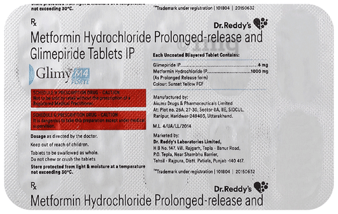 Glimy M Forte 4mg/1000mg Tablet