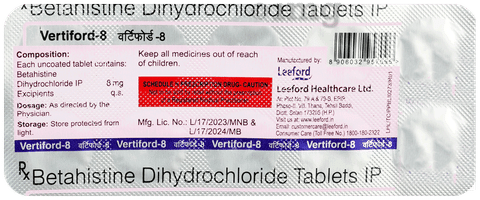 Vertiford 8mg Tablet image