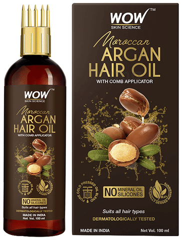 WOW Skin Science Moroccan Argan Hair Oil with Comb Applicator: Buy bottle  of 100 ml Oil at best price in India | 1mg