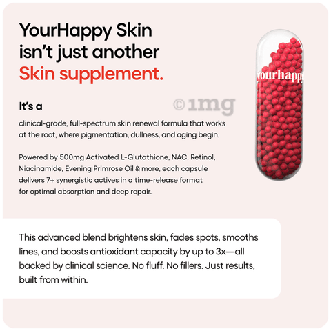 YourHappyLife Real Glow Pure Skin Veg Capsule (60 Each): Buy combo pack of  2.0 jar at best price in India | 1mg
