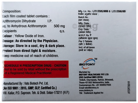 Azitrony 500 Tablet image
