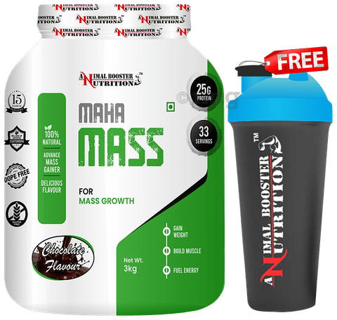 Animal Booster Nutrition Maha Mass for Mass Growth Powder Chocolate with  Shaker Free: Buy jar of 3 kg Powder at best price in India | 1mg