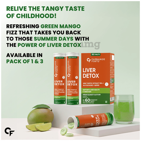 Carbamide Forte Liver Detox Effervescent Tablet for Adults (20 Each) Green  Mango: Buy box of 3.0 bottles at best price in India