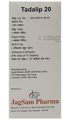 Tadalip 20mg Tablet image Tadalip 20mg Tablet image