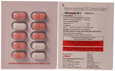 Glimipack M 1mg/500mg Tablet