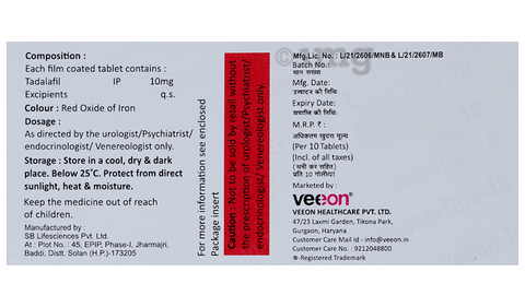 Veeon-Tdla 10 Tablet image